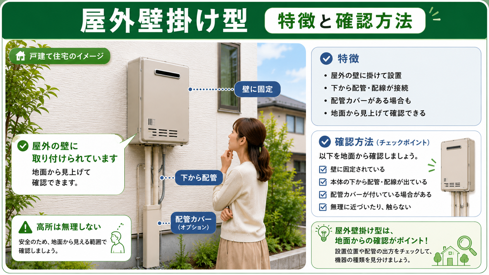 屋外壁掛け型給湯器の特徴と安全な確認方法
