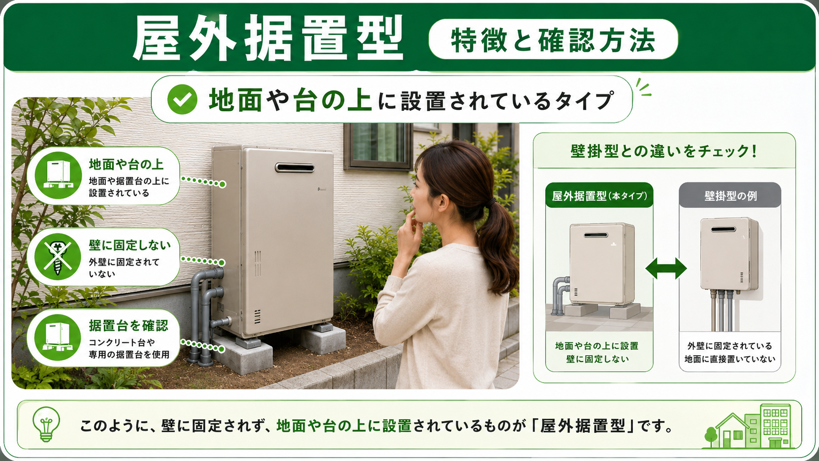 屋外据置型給湯器の特徴と壁掛け型との見分け方