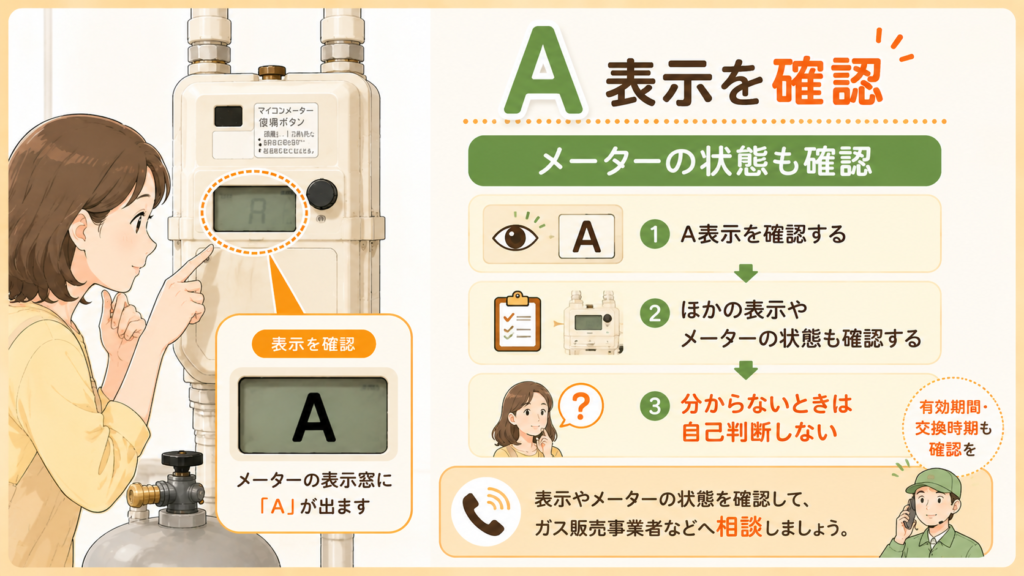 プロパンガスメーターのA表示と確認ポイント
