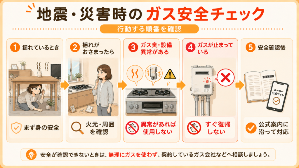 地震や災害時のガス安全チェックと行動順序