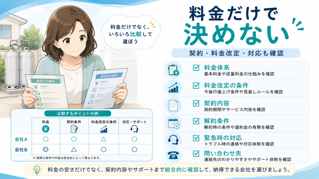 プロパンガス会社を料金だけで決めず契約条件まで確認するチェックポイント