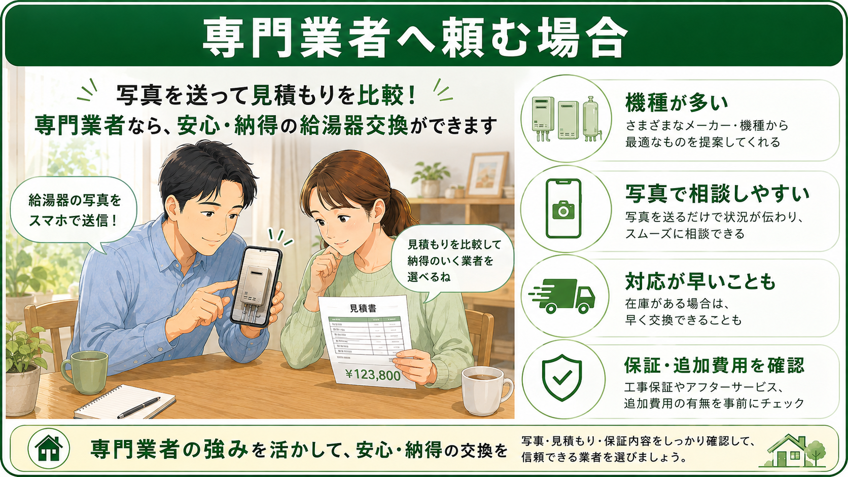 給湯器専門業者へ交換を相談する場合の特徴