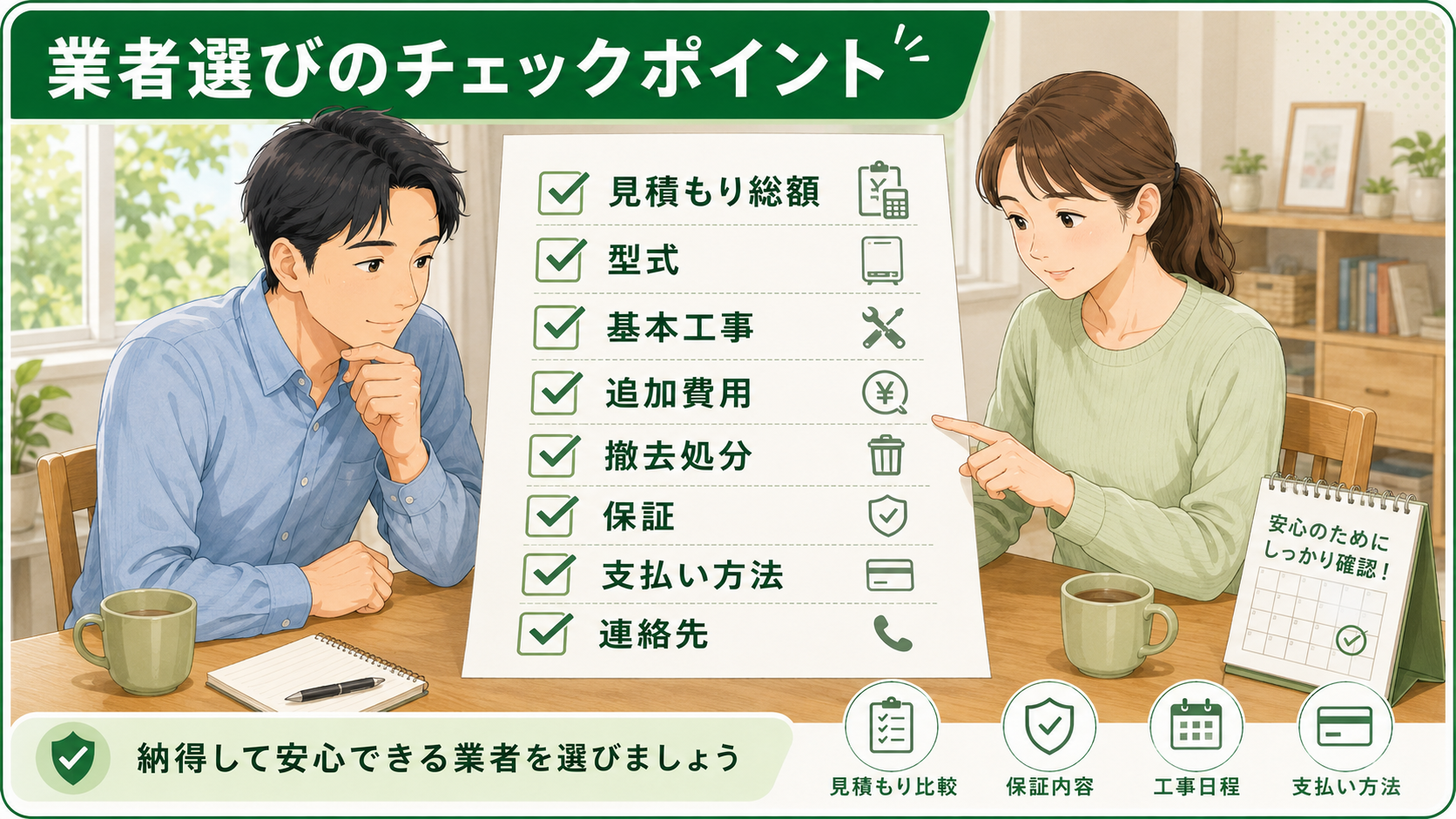 給湯器交換業者を選ぶときの確認チェックリスト