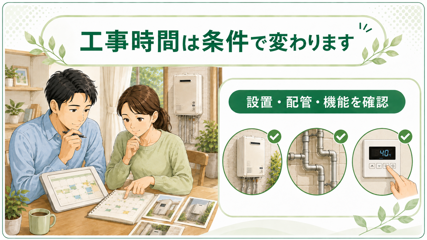 設置条件や配管によって変わる給湯器交換の工事時間
