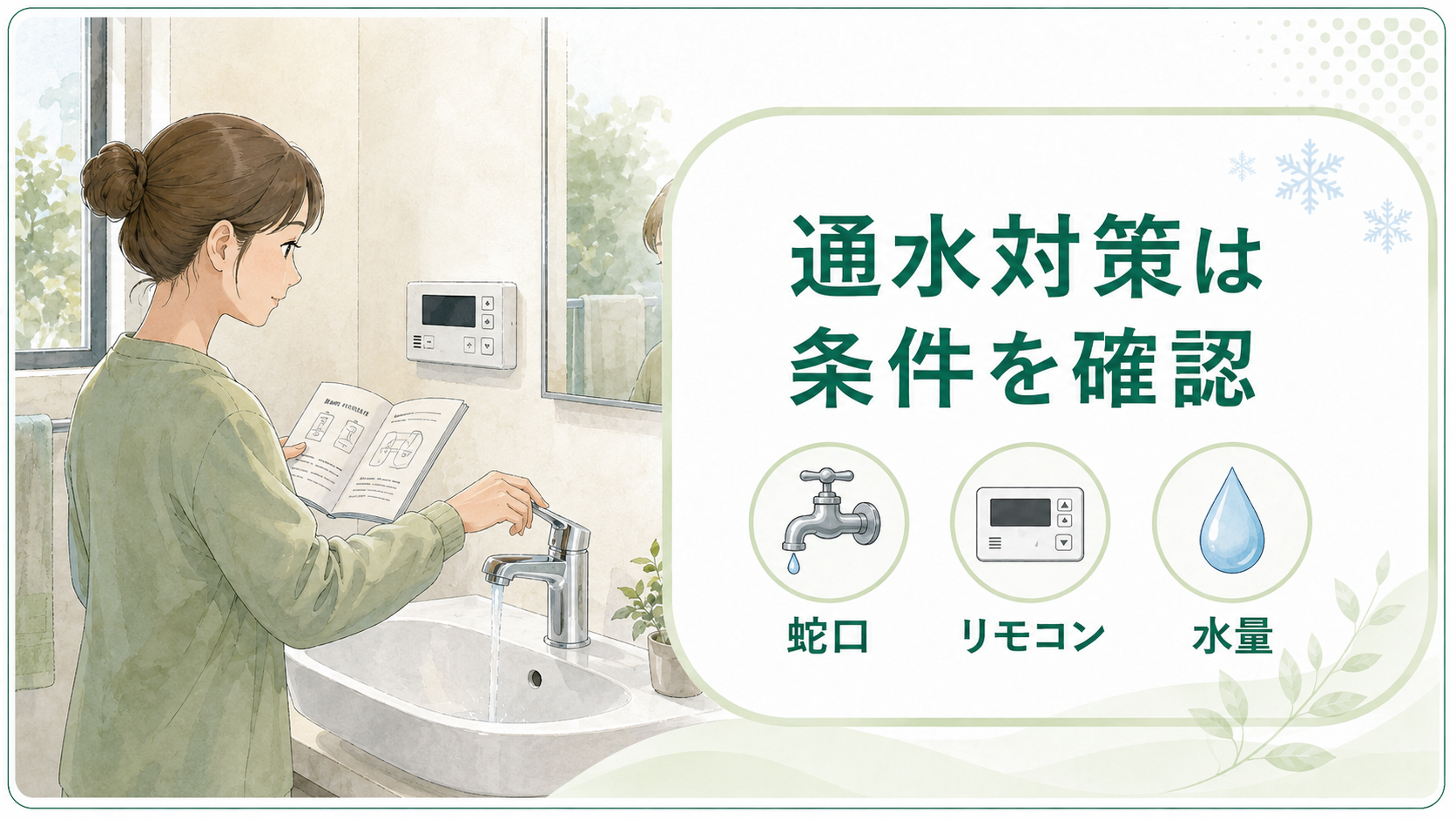 凍結対策の通水で蛇口リモコン水量の条件を確認する住まい手