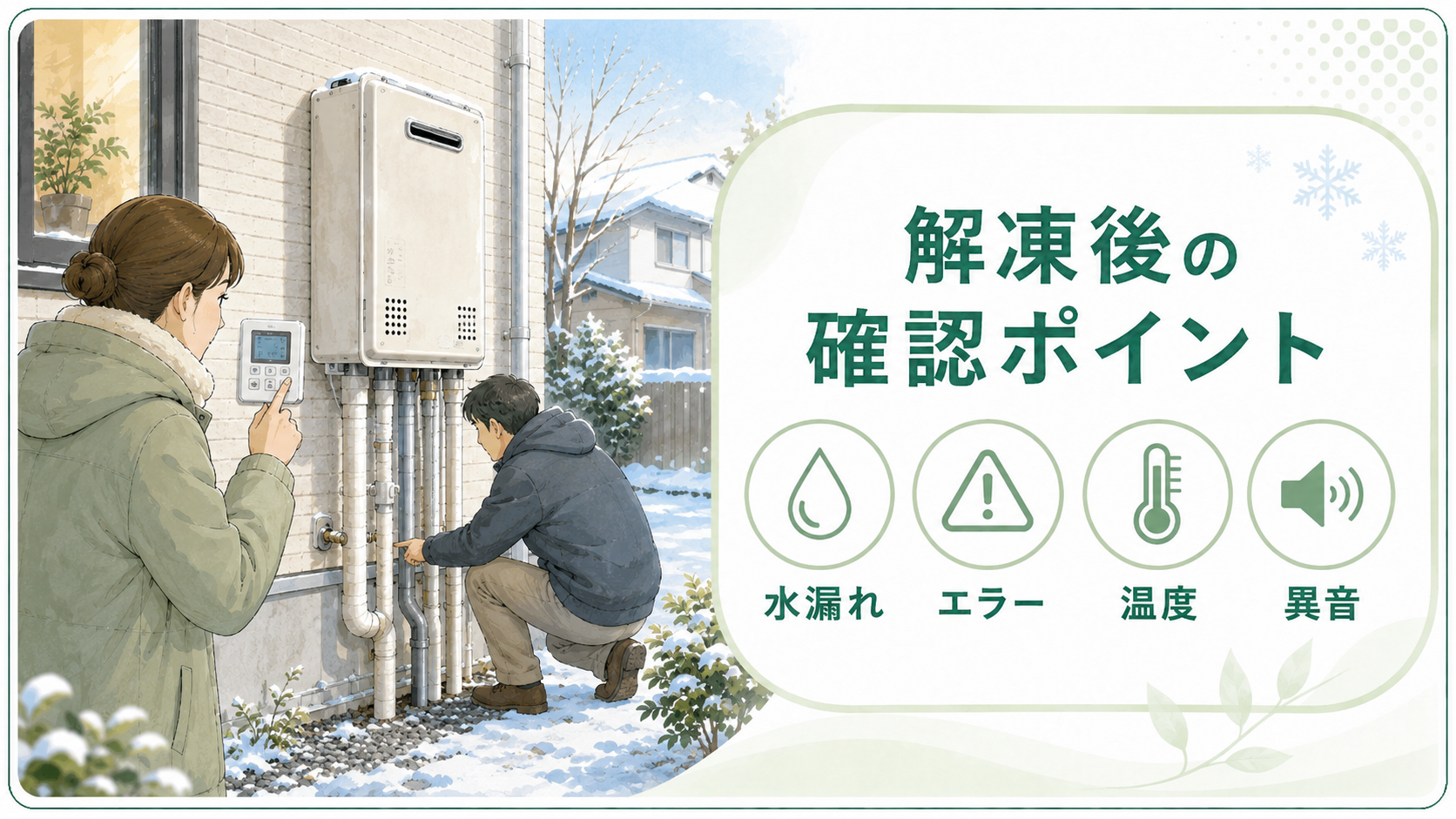 給湯器の解凍後に水漏れエラー温度異音を確認する住まい手
