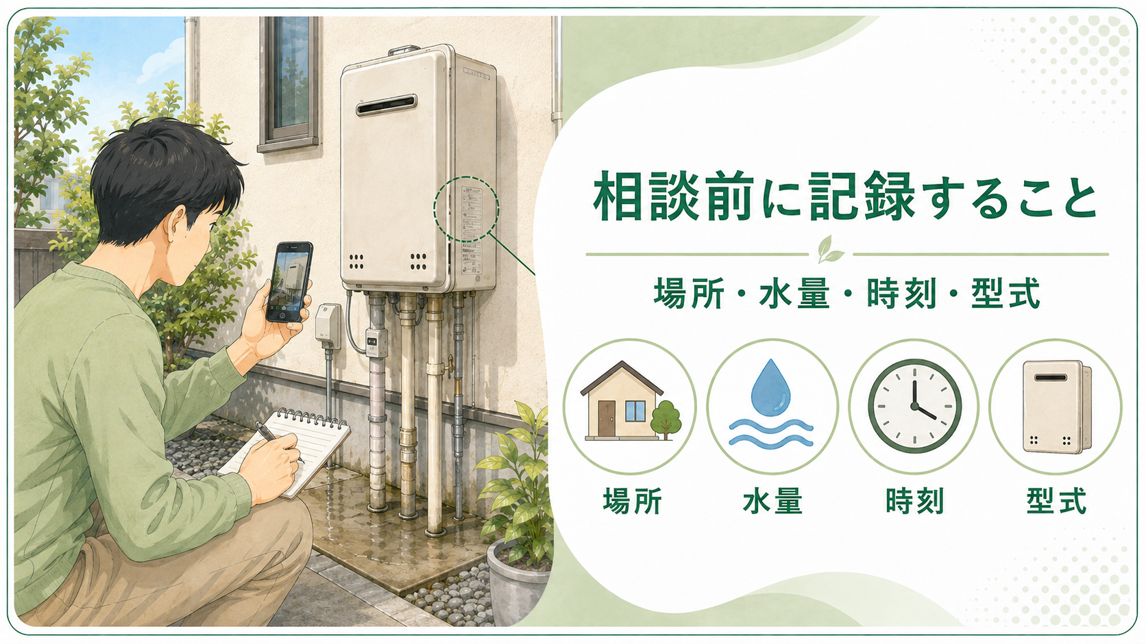 給湯器の水漏れ相談前に場所水量時刻型式を記録する住まい手