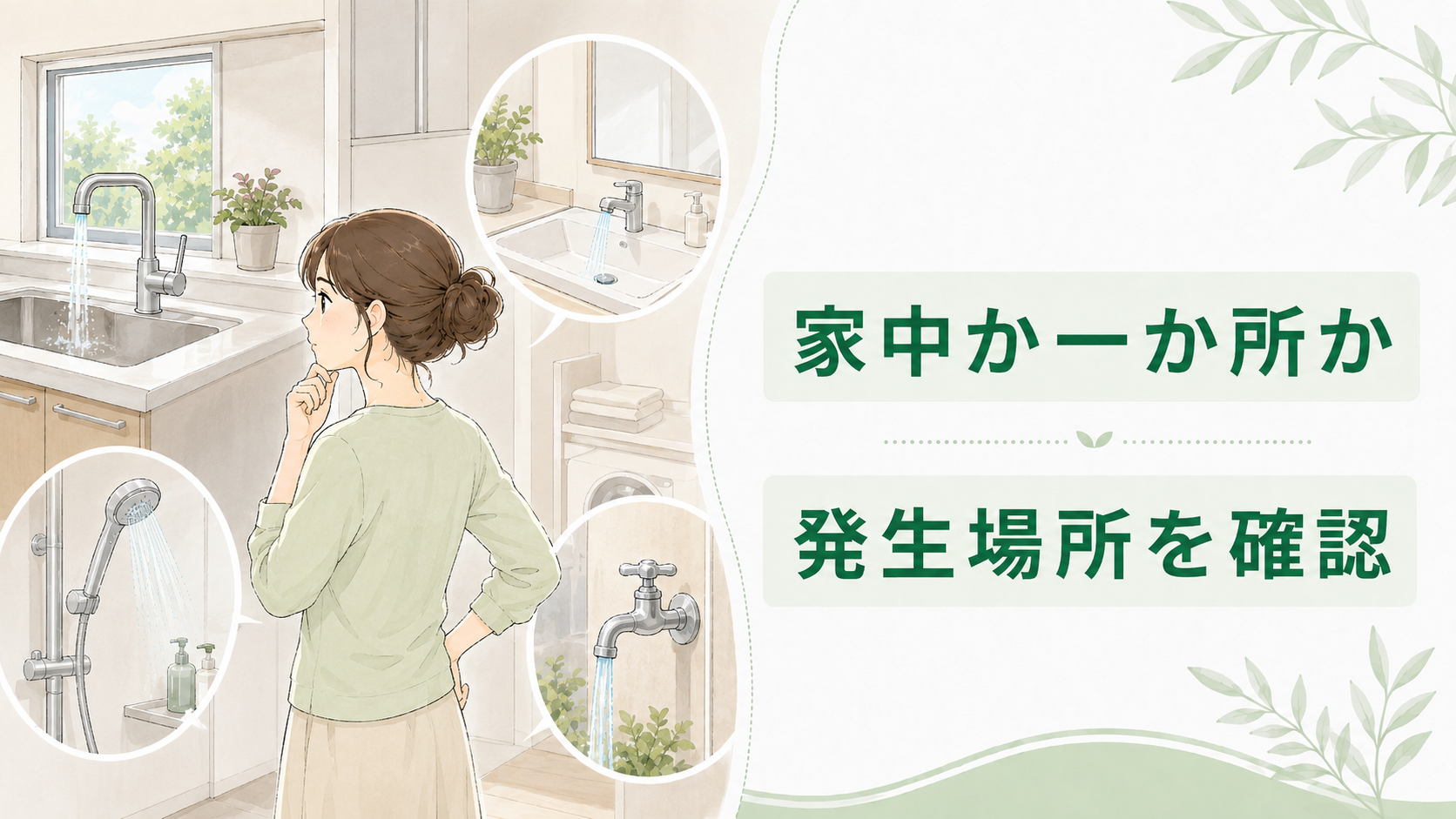 キッチン洗面所浴室を比べて家中か一か所だけお湯が弱いか確認する