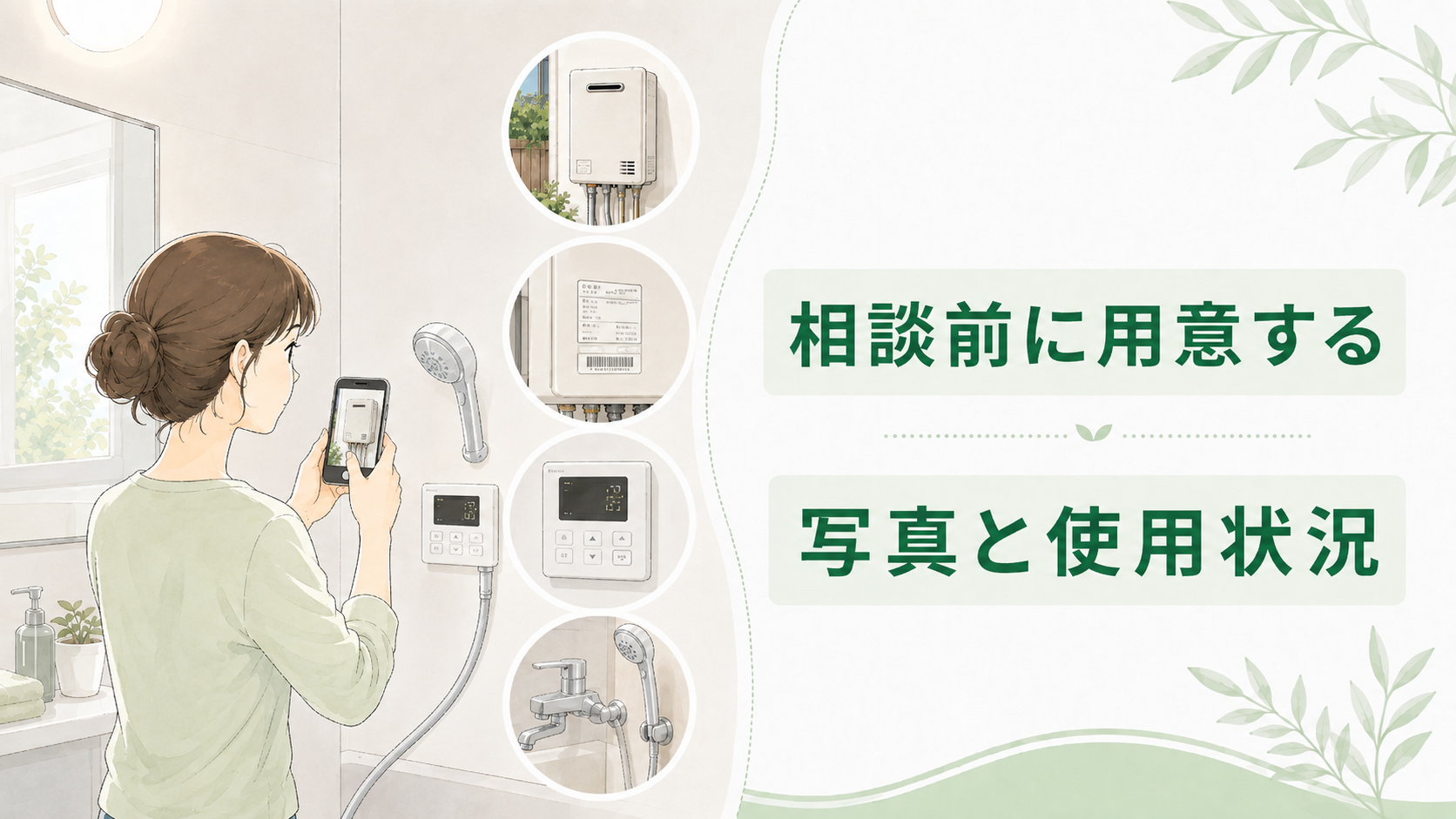 相談前に給湯器型式リモコンシャワー水栓の写真と使用状況を記録する