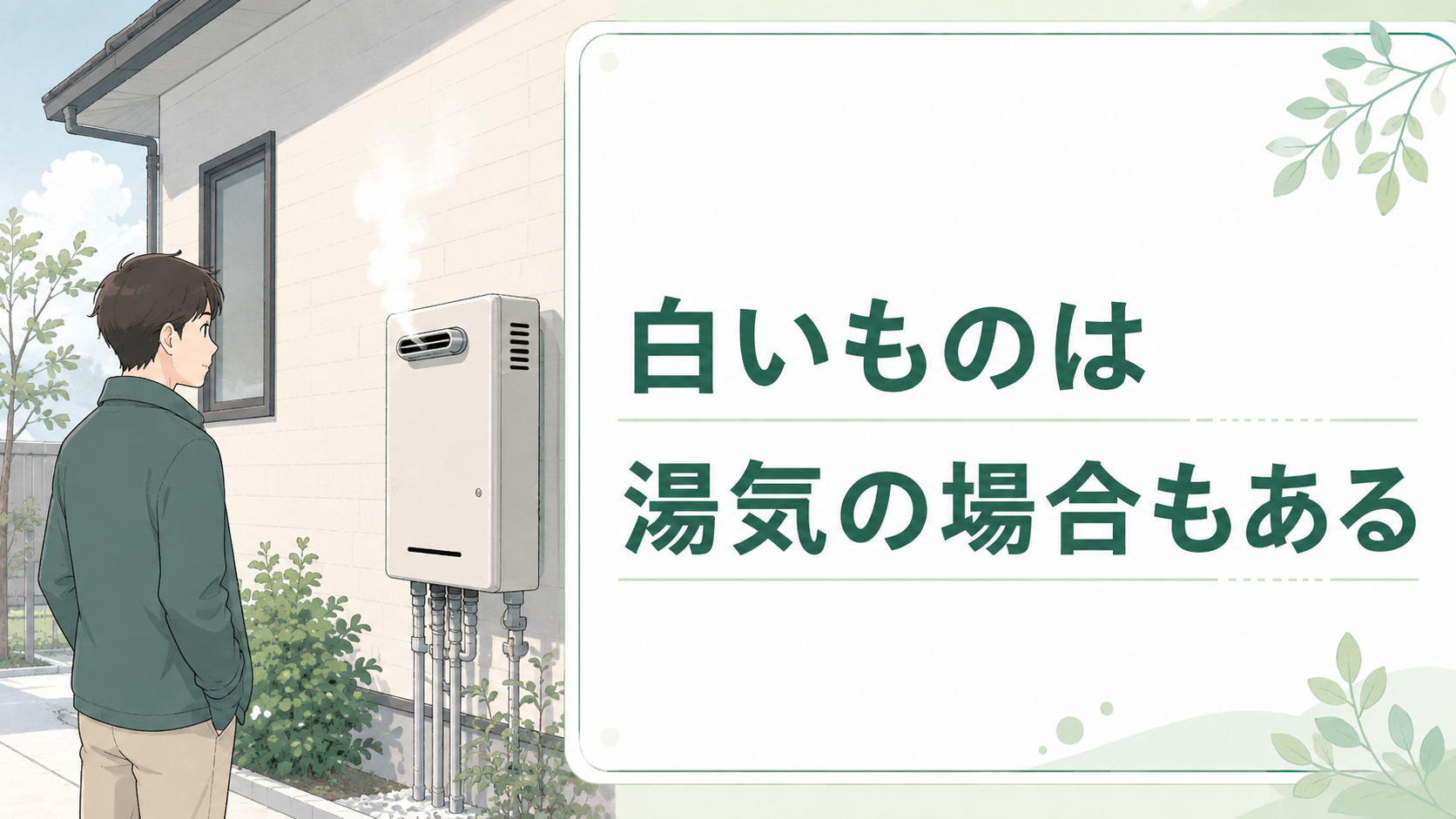 冬の給湯器から見える薄い白いものは湯気の場合もある