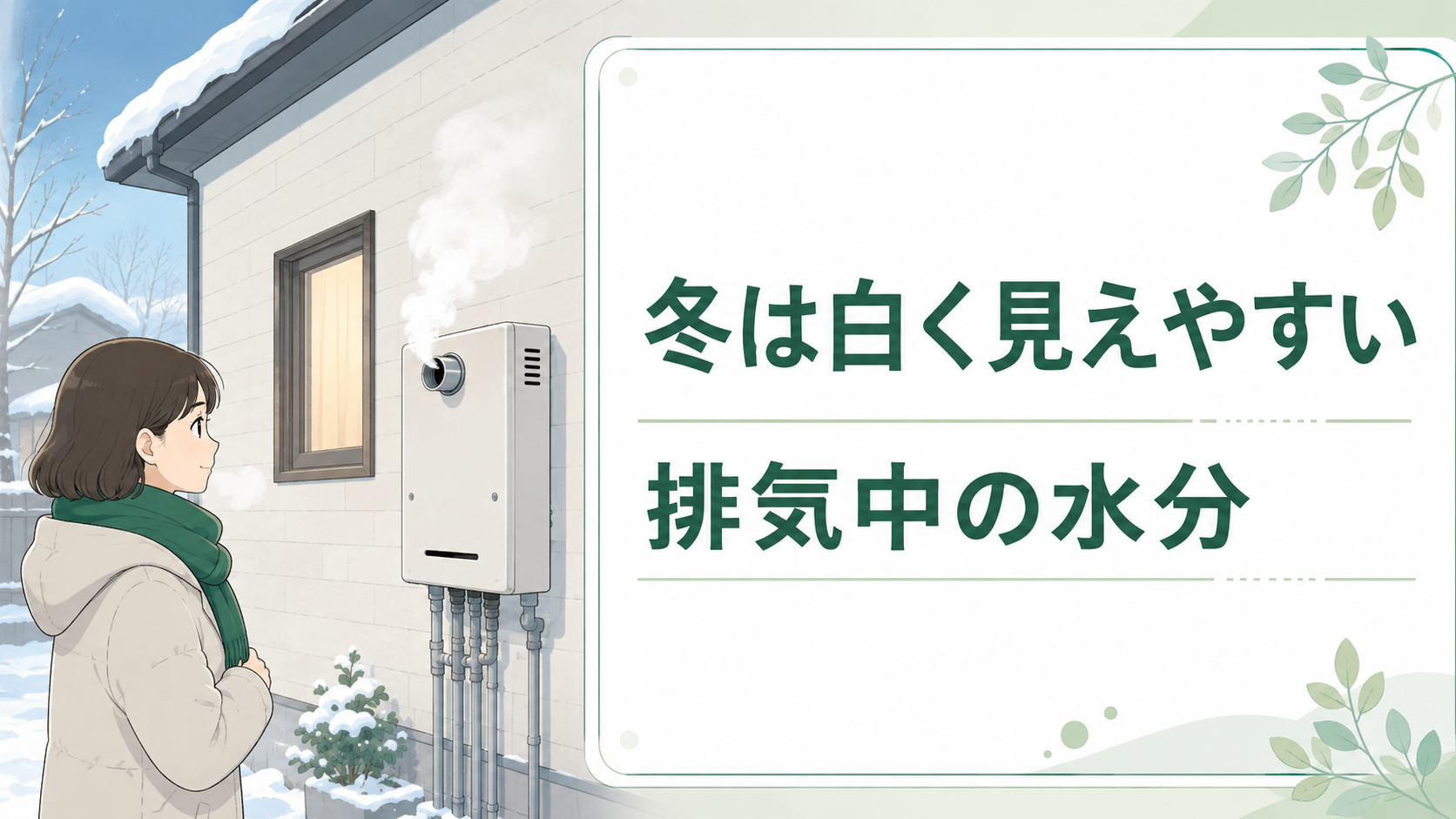 冬は給湯器の排気中の水分が冷やされ白く見えやすい