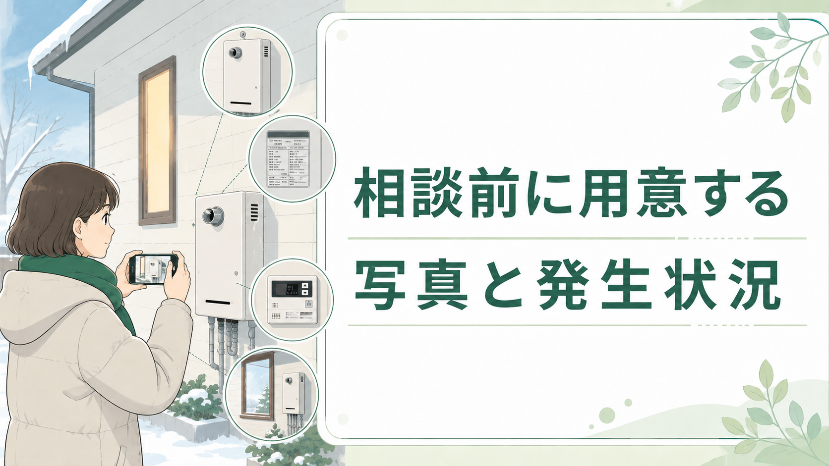 相談前に給湯器本体型式リモコン設置場所の写真と発生状況を記録する
