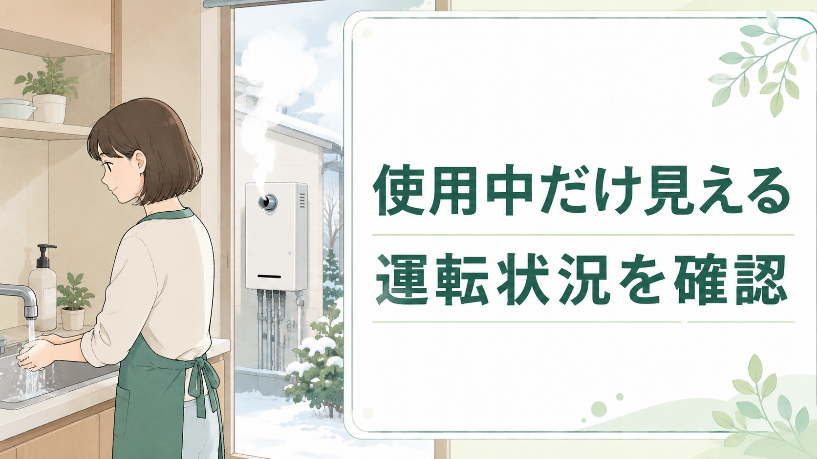 給湯器を使用している間だけ白いものが見えるときに運転状況を確認する