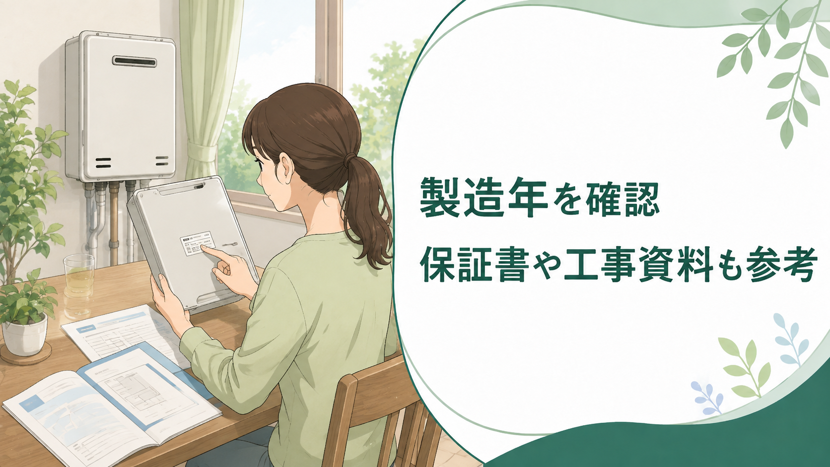 給湯器の製造年をラベルや保証書や工事資料から確認する
