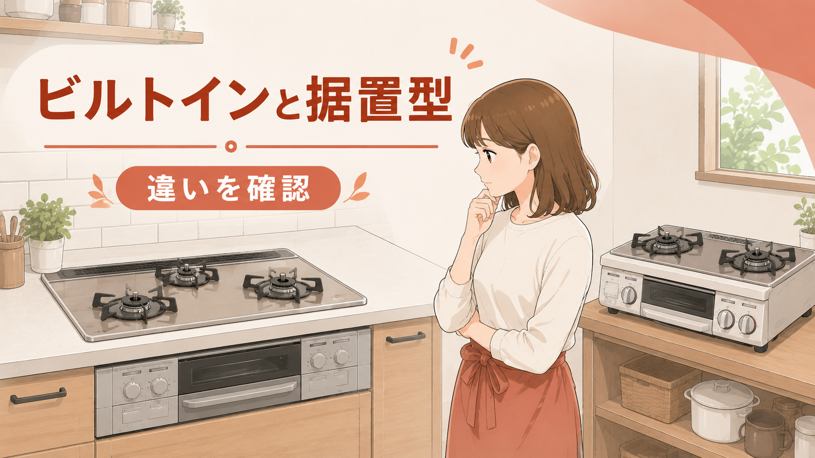 ビルトインコンロと据置型コンロの違いを確認する