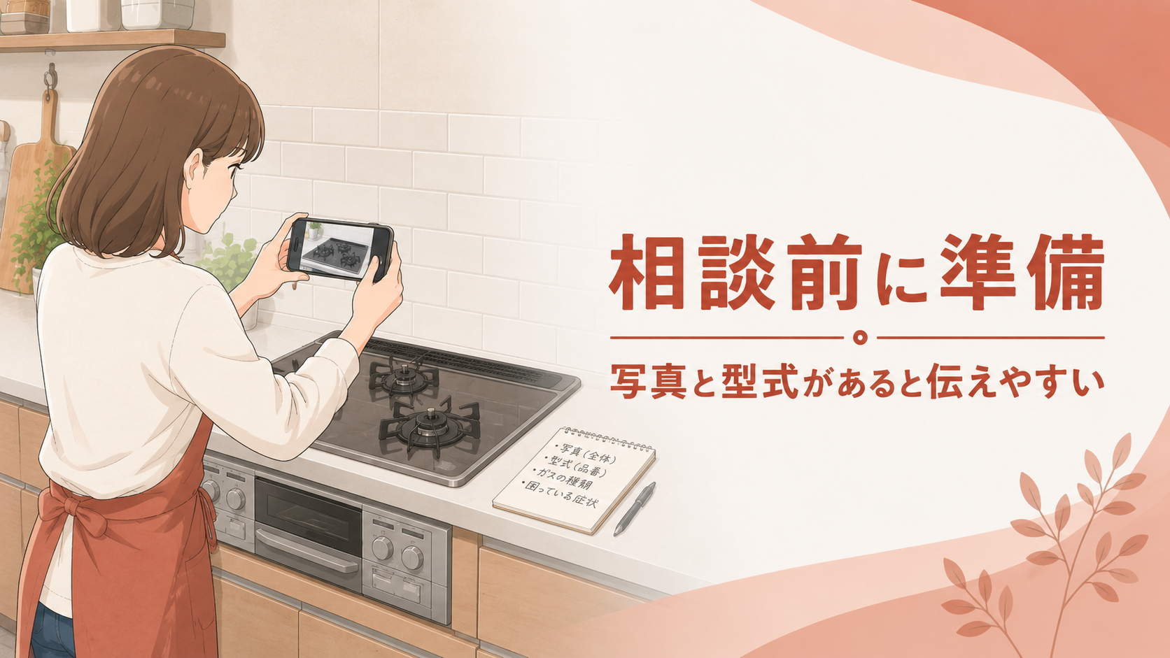 相談前にガスコンロ全体をスマートフォンで撮影する