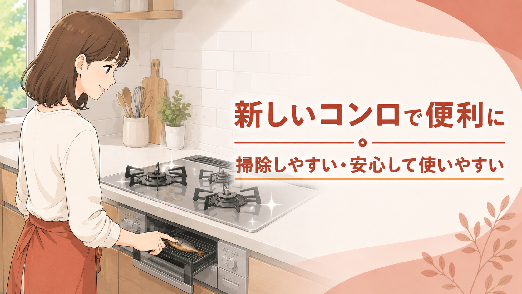 掃除や調理がしやすい新しいガスコンロの便利な機能