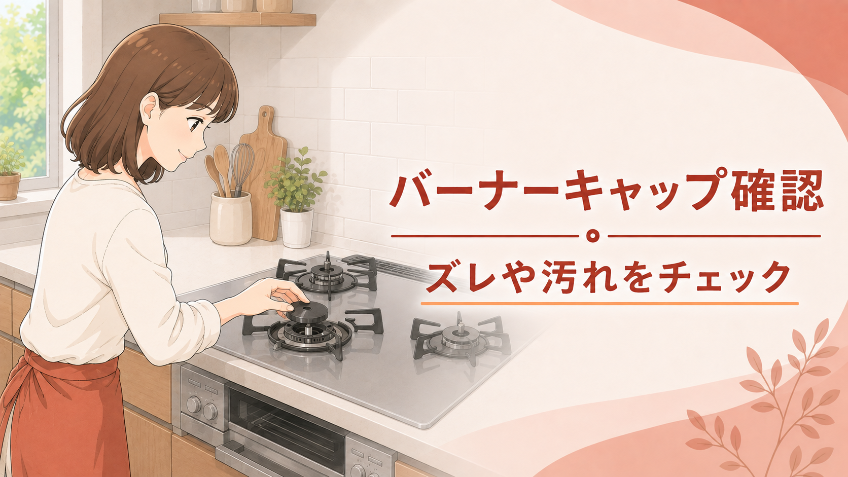 工具を使わずバーナーキャップのずれや水分を確認する住まい手