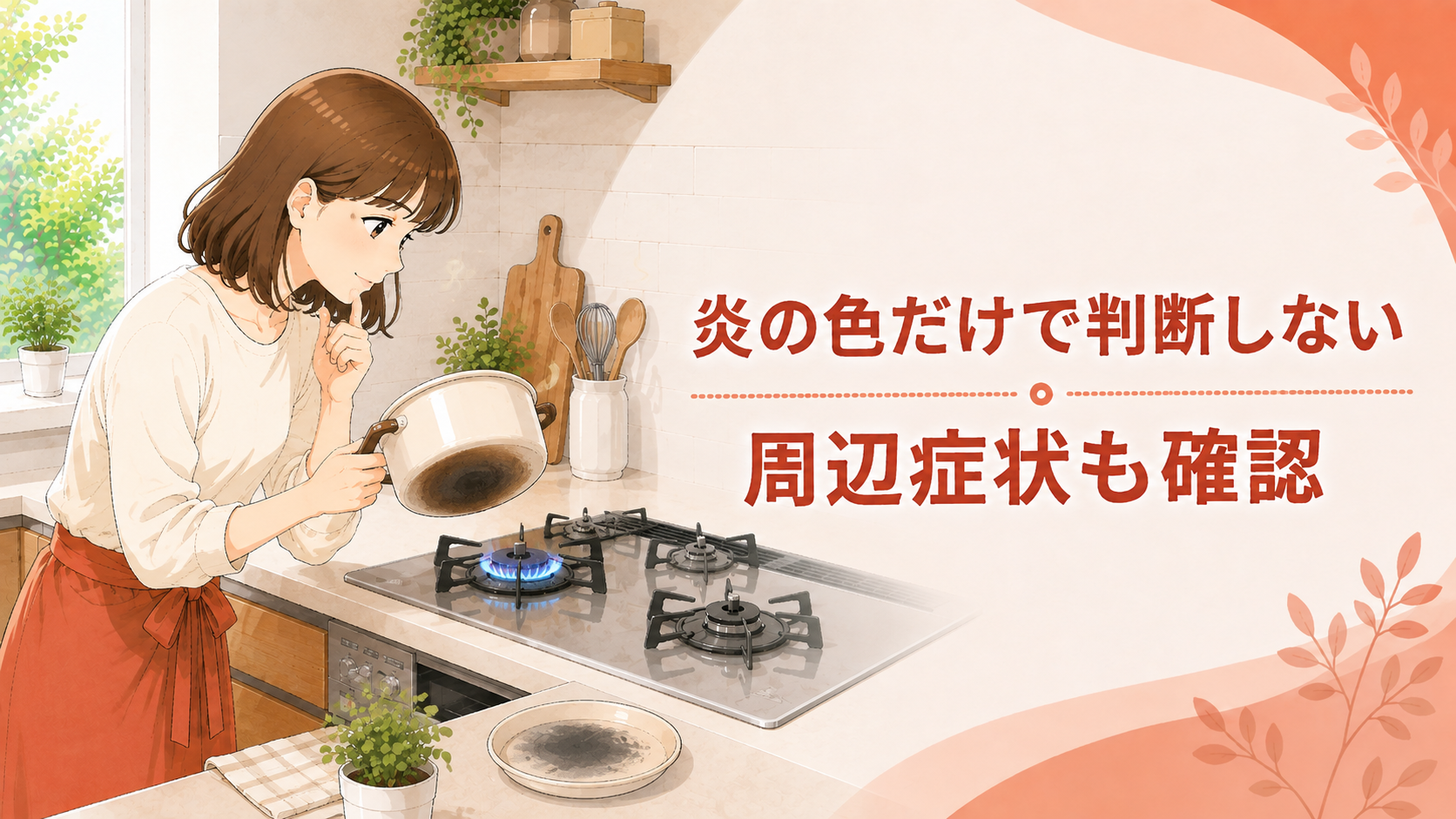 炎の色だけでなく鍋底や周辺症状も確認する住まい手