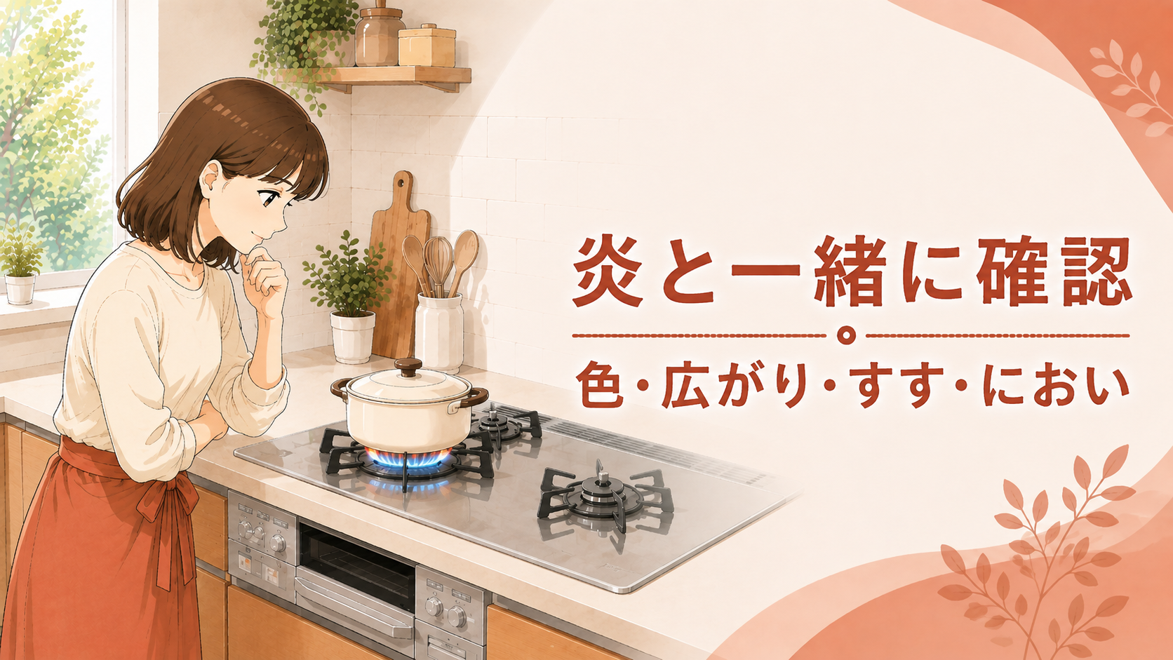 炎の色や広がりと鍋底の状態を合わせて確認する住まい手