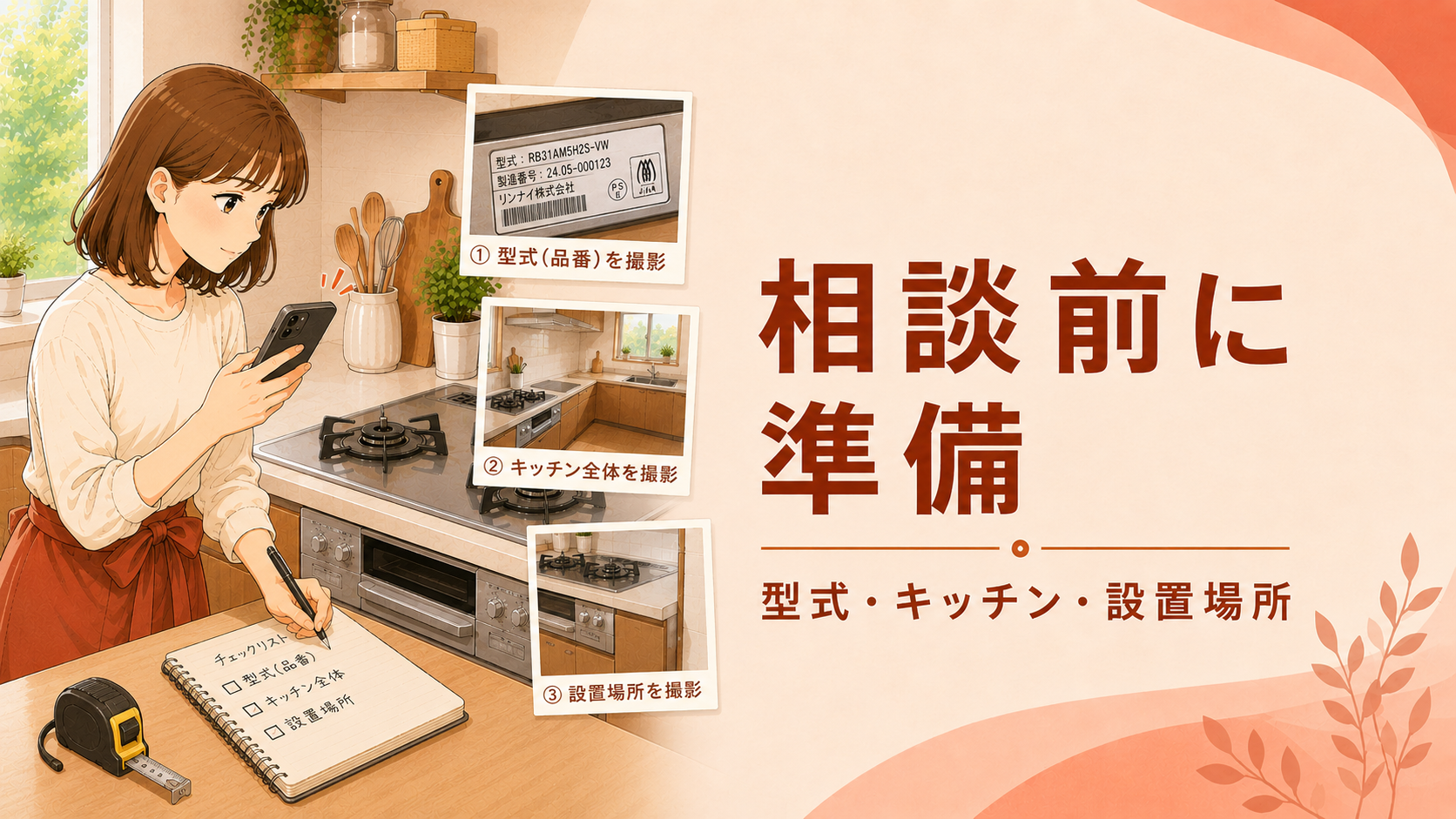ガスコンロ相談前にキッチンや型式を撮影して準備する住まい手