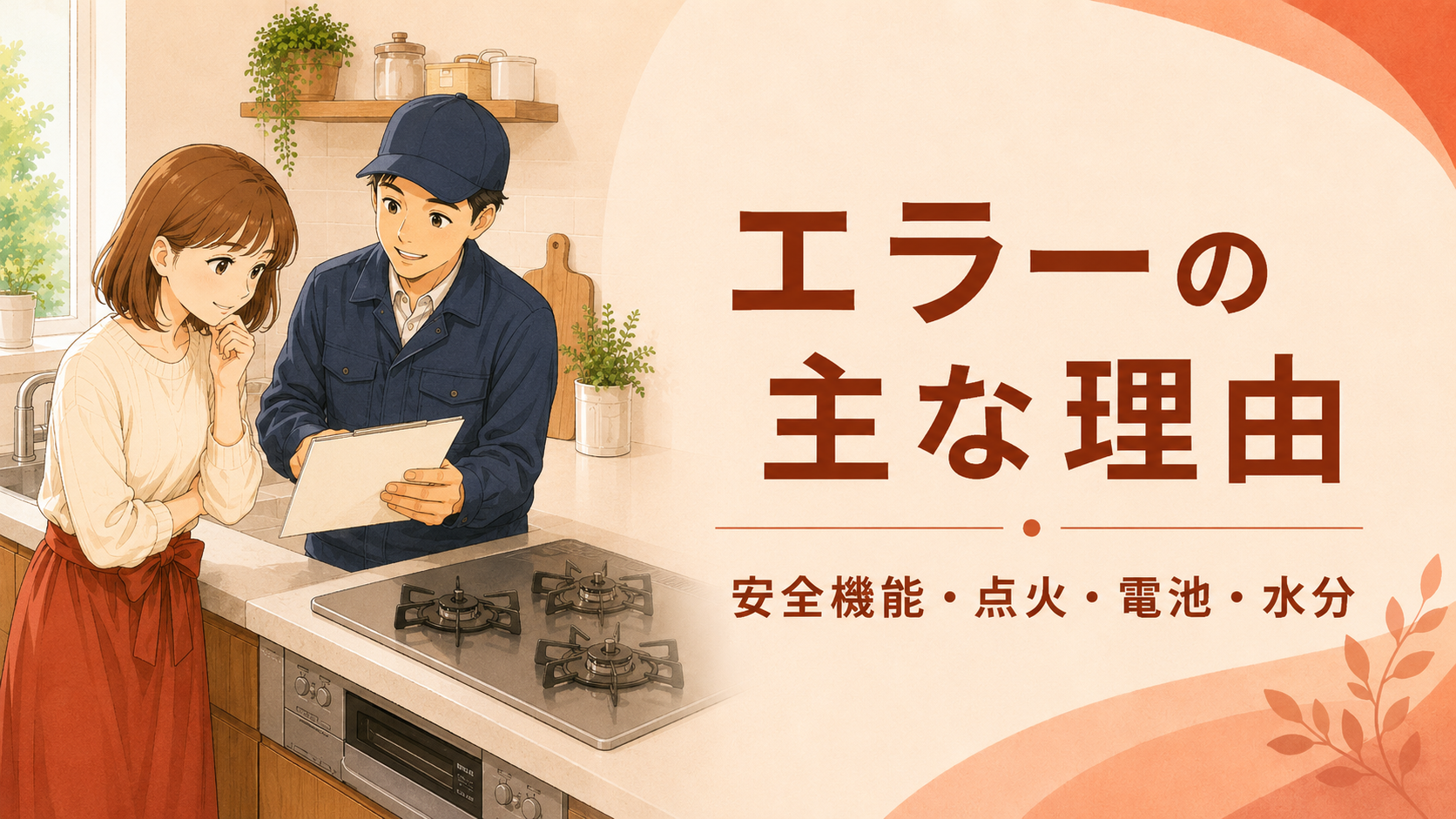 ガスコンロでエラーが出る主な理由を確認するイメージ