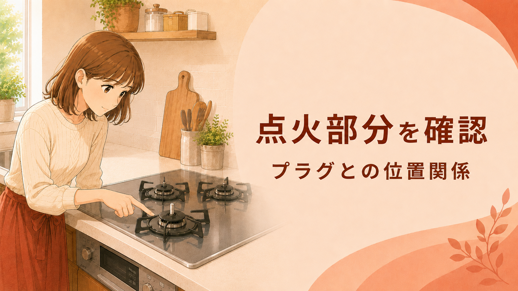 バーナーキャップと点火プラグの位置関係を確認する様子
