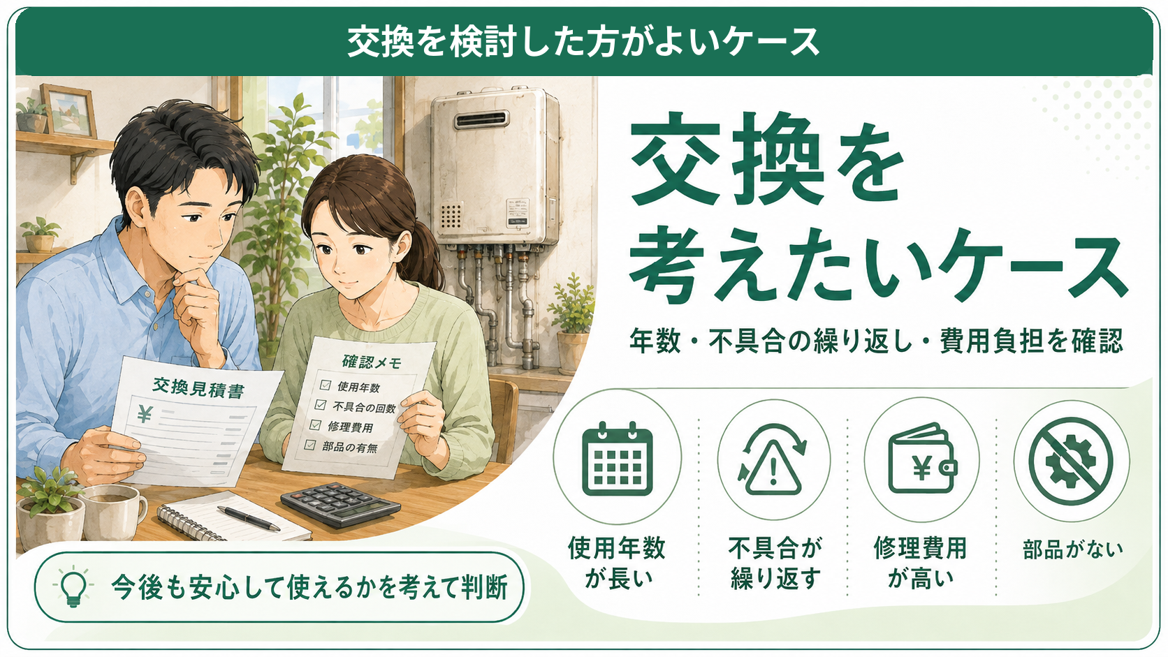 繰り返す不具合や部品終了から給湯器交換を検討する家庭