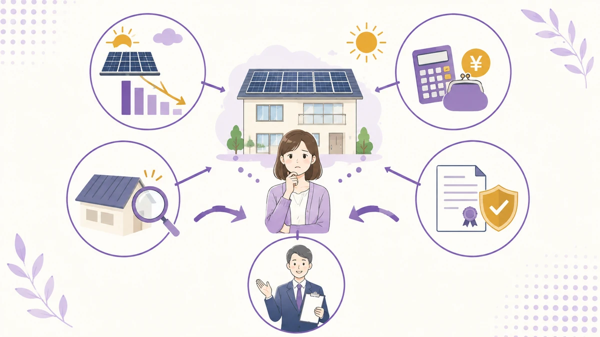 太陽光発電で後悔しやすい主な理由を整理した図解