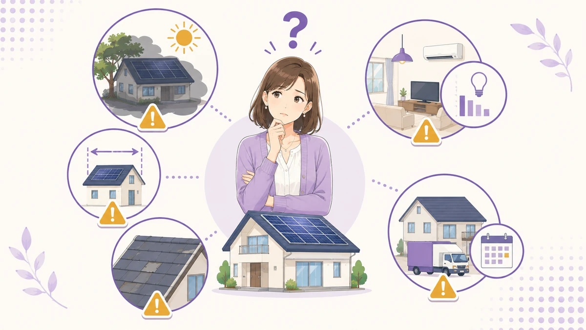 太陽光発電の設置を慎重に考えたい住宅条件をまとめた図解