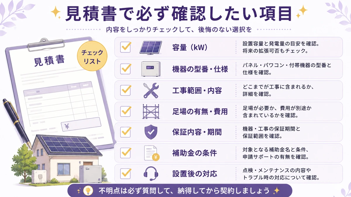 見積書で必ず確認したい項目を整理した図解