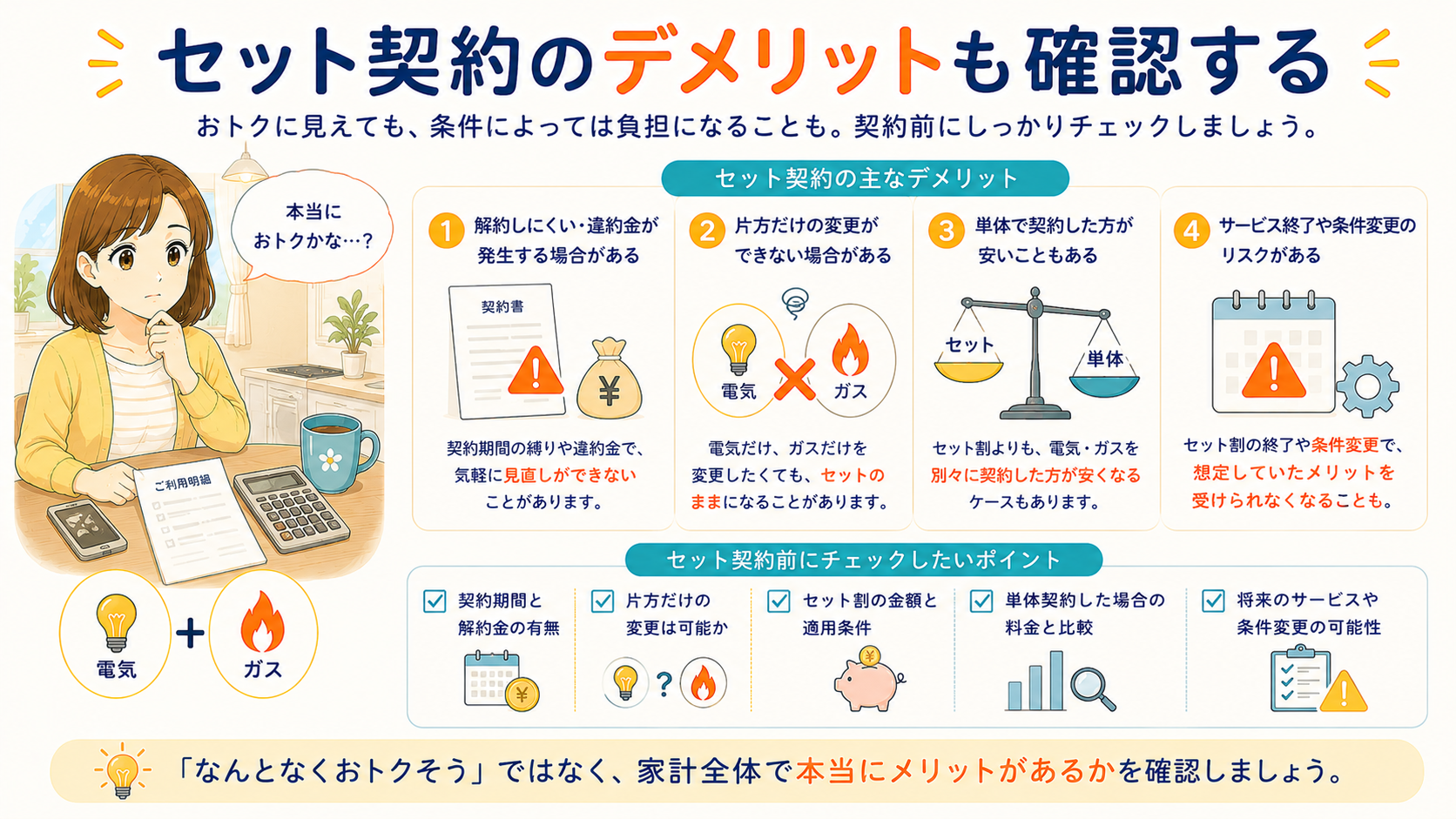 セット契約のデメリットと確認ポイントの図解