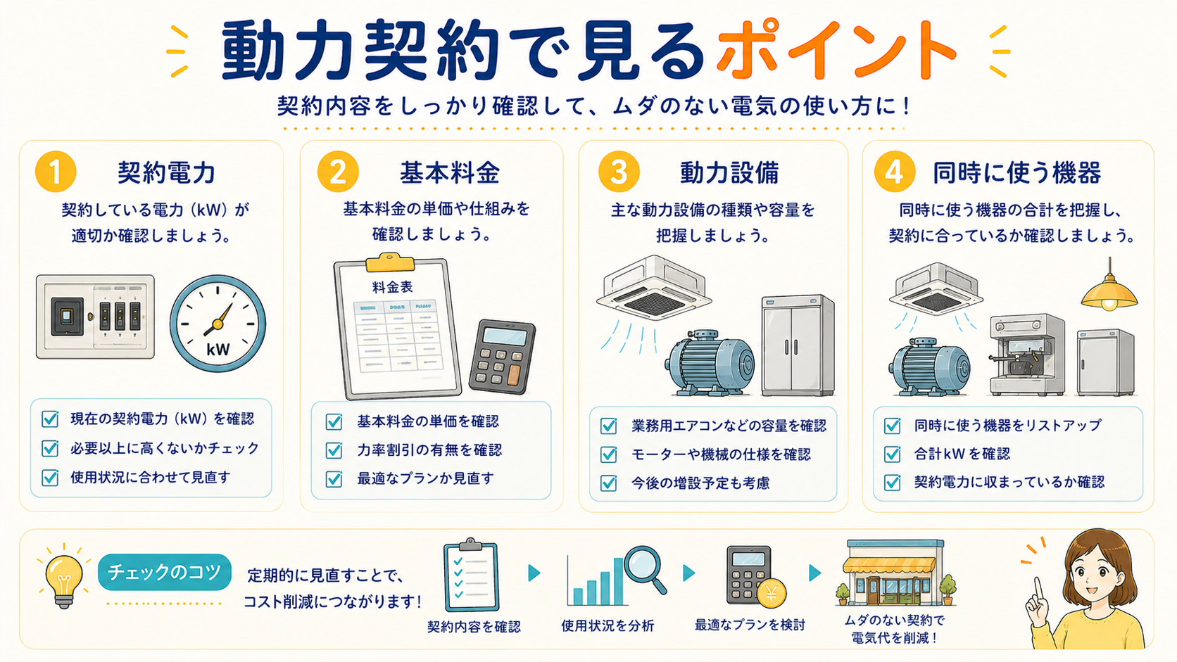 動力契約の契約電力と使用実態を確認するポイント