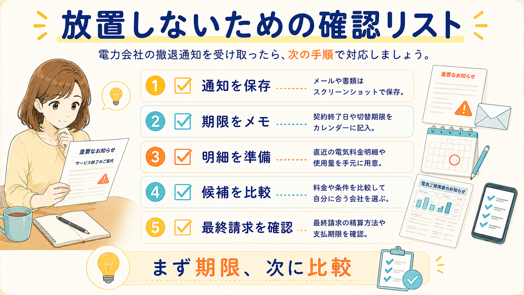 電力会社撤退の通知後に放置しないための確認リスト