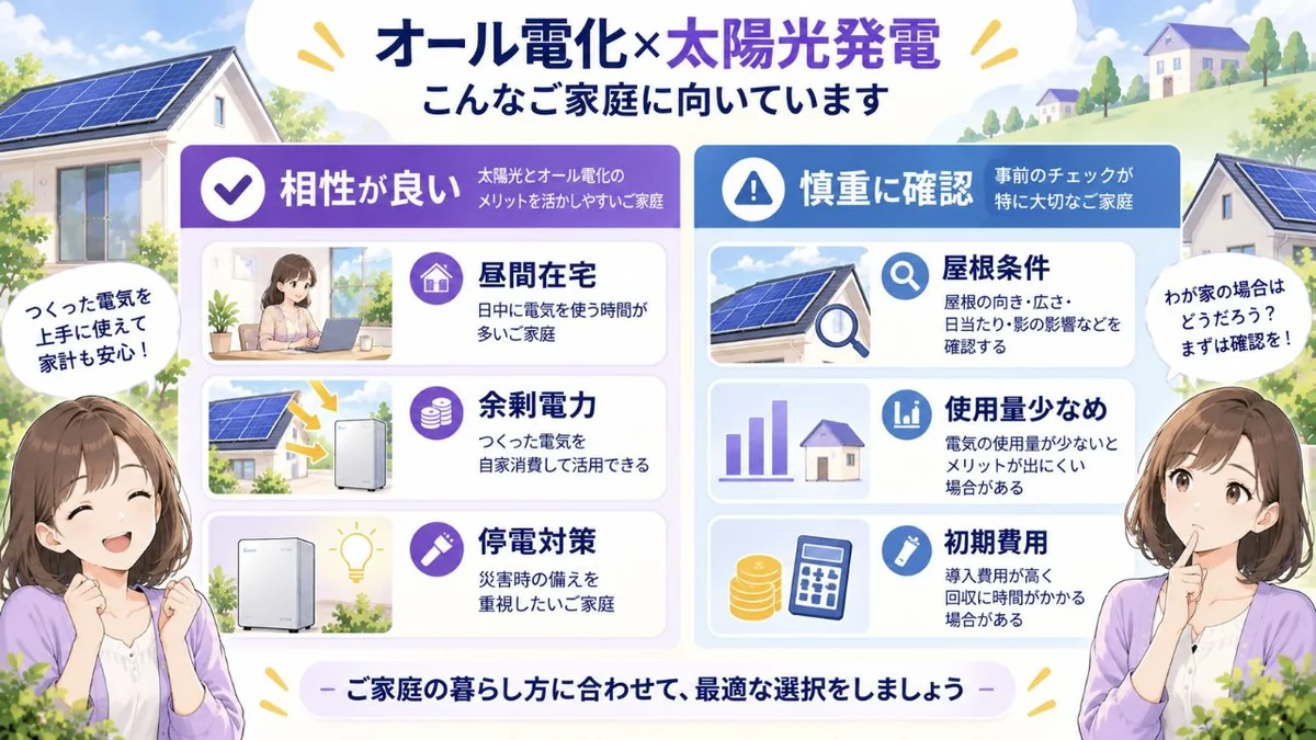 相性が良い家庭と慎重に考えたい家庭を比較する図解